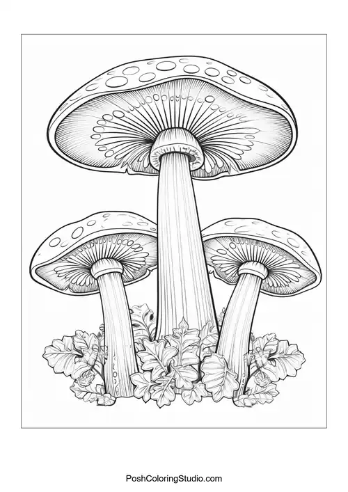Mushrooms with various shapes and intricate designs.