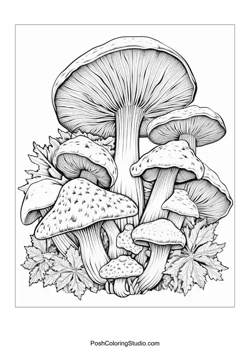 Mushrooms with unique shapes and decorative elements.