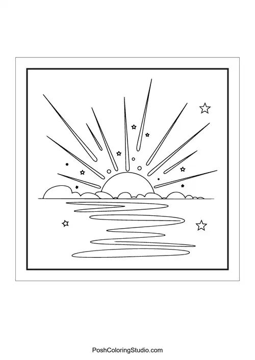 A sun rising over two globes in a decorative design.