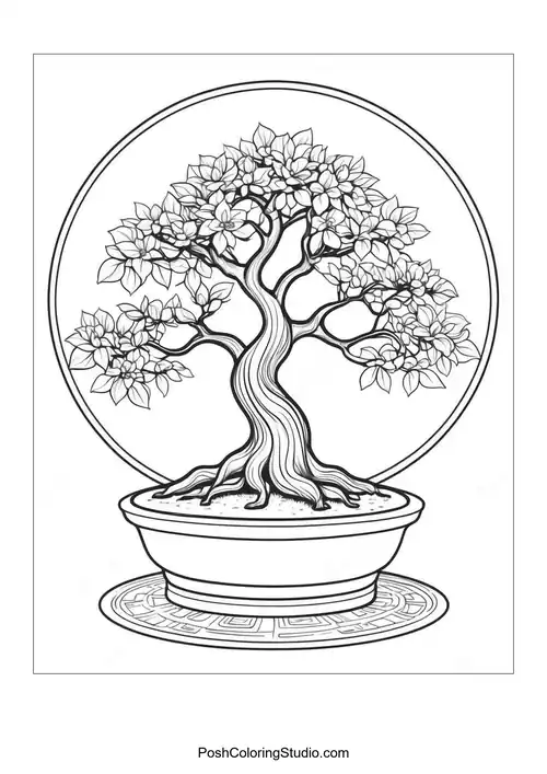 A tree with symbols and hanging elements.