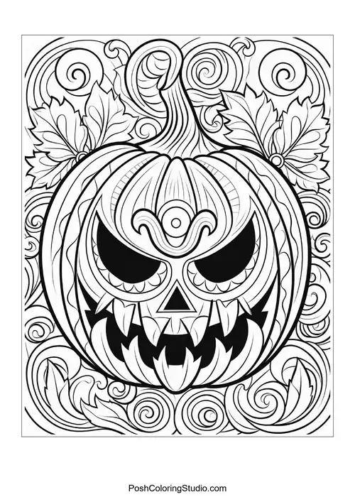 Adult Halloween Pumpkin Coloring Pages sample thumbnail