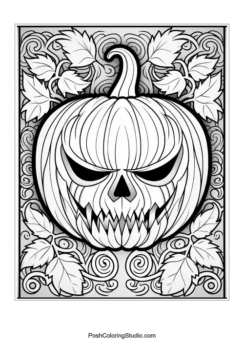 A pumpkin with sharp teeth and a textured surface.