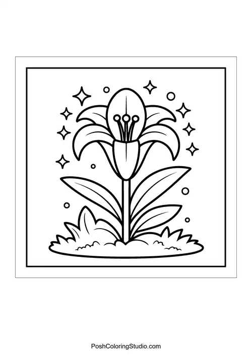 Bold Easy Cute Spring Coloring Pages sample thumbnail