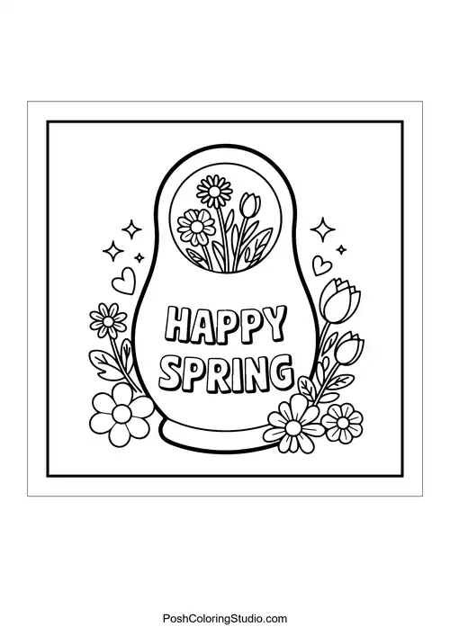 A matryoshka doll surrounded by flowers.