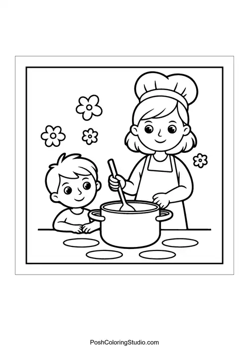 Bold Easy Mothers Day Coloring Pages sample thumbnail
